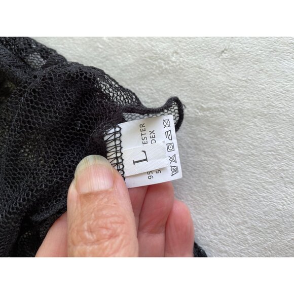 Sheer Black Floral Lace Long Sleeve Whimsigoth Top Size Large Whimsygoth - Picture 8 of 10